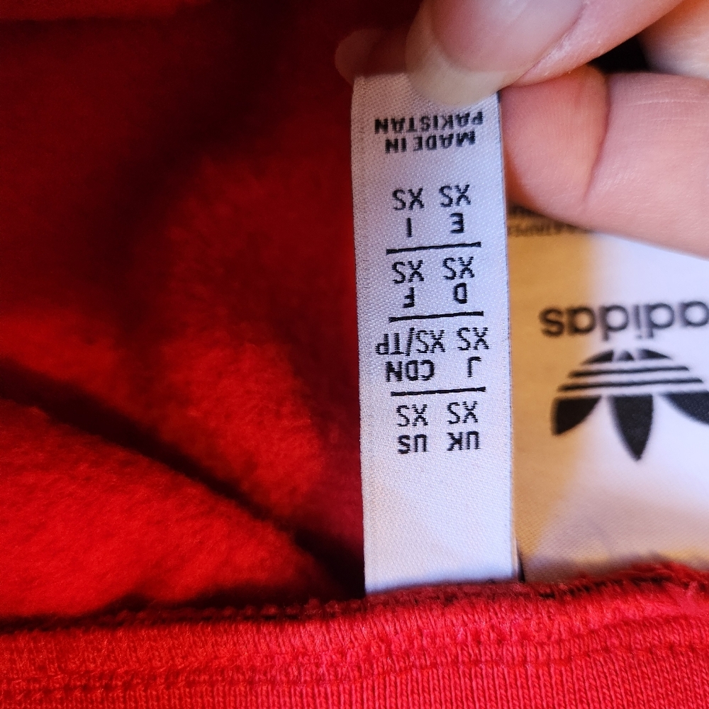 Adidas Originals 3-Stripes Joggers Red White XS Fleece Track Pants - Picture 7 of 9